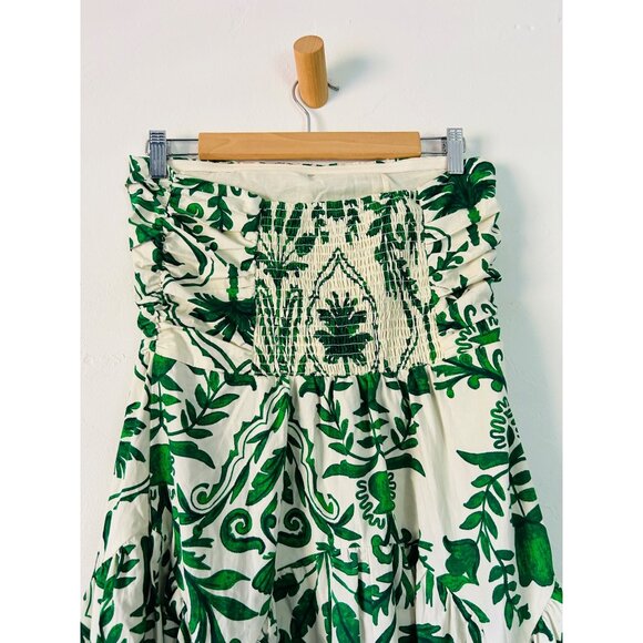 Band Of The Free Womens Small Strapless Green Floral Maxi Dress Smocked Back - Picture 16 of 16